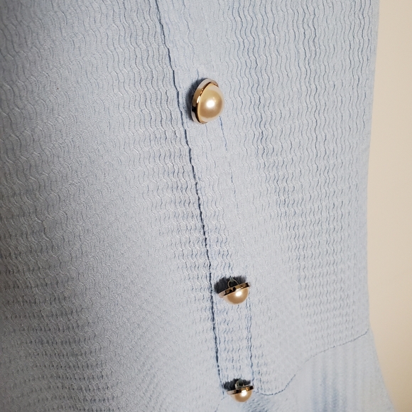 SHEIN Mulvari Pearl Button Detail Mermaid Hem Dress - Size Medium - Baby Blue - Picture 4 of 13